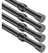 MEXAU 4Pcs Tension Curtain Rod 26-39 inch Spring Tension Rods Black Tension Rods Adjustable Sprin...