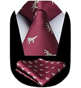 HISDERN Ties for Men Classic Animal Tie and Pocket Square Set Jacquard Woven Silk Neckties Handke...