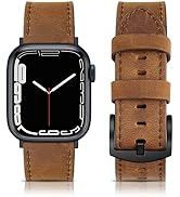 EDIMENS Leather Bands Compatible with Apple Watch 49mm 45mm 42mm 44mm Band Men Women, Vintage Gen...
