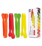 Mini Serving Tongs Set of 4 - Multicolor Plastic Appetizer Tongs for Charcuterie, Buffet, Parties...