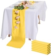 Peomeise 6pack Chiffon Table Runner 14X108 Inch Sheer Wedding Runner,Romantic Yellow Sheer Fabric...