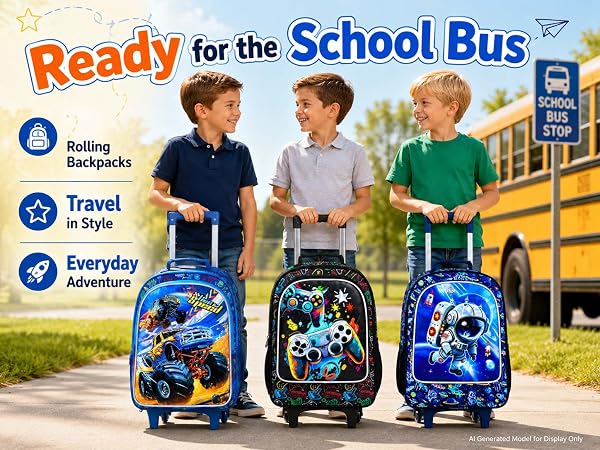boys rolling backpack
