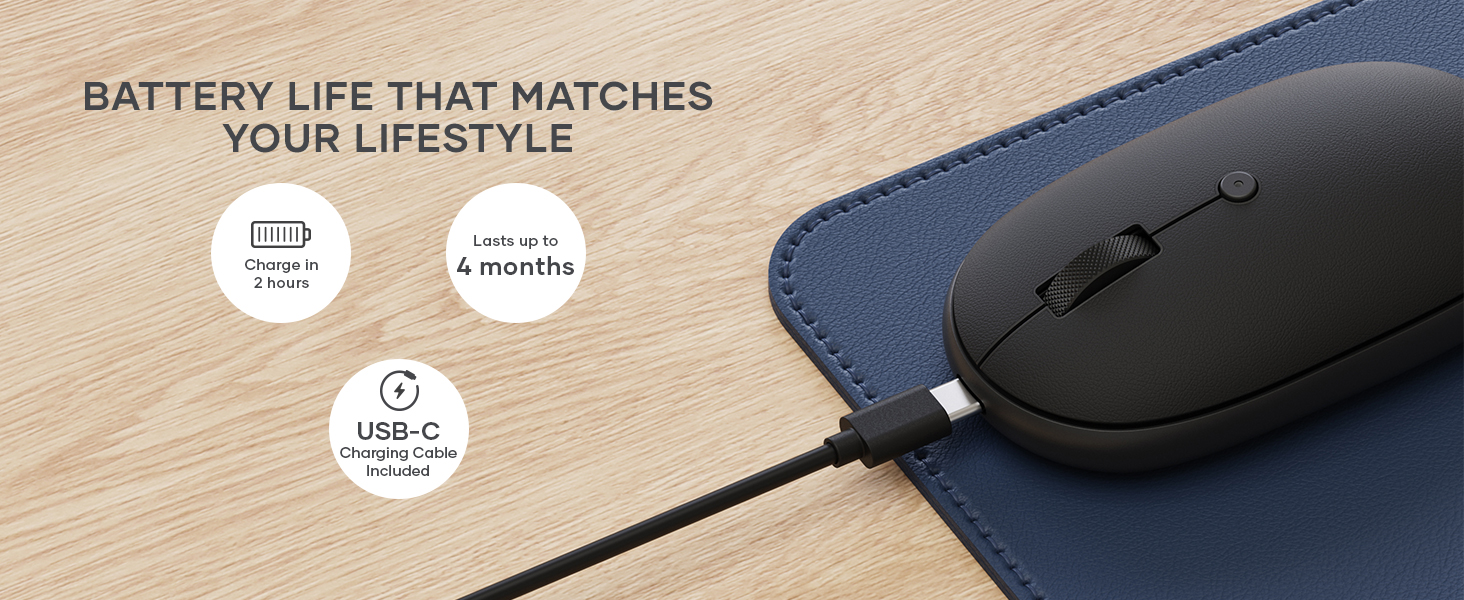 Satechi Compact OntheGo Bluetooth Mouse with USB C Rechargeable Battery, Connect up 3 Devices