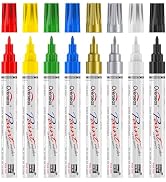 Overseas Fine Tip Oil-Based Paint Marker Pen - 8 Colors 0.9mm Fine Nib Permanent Markers, Quick D...