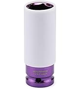MIXPOWER 1/2-Inch Drive 22mm Non-Marring Impact Deep Lug Nut Socket, Protective Sleeve Protects C...