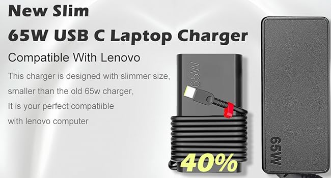 65W USB C Laptop Charger for Lenovo Thinkpad Yoga Chromebook Computer Type C Fast Charging