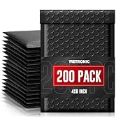 METRONIC Bubble Mailers 4x8 Inch 200 Pack Padded Envelopes Usable Size 4x7 Waterproof Black Padde...