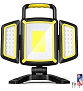 Magnetic Light, Portable LED Work Light with 5 Light Modes, Magnetic Base Rechargeable Battery Op...