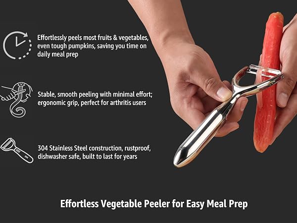 carrot peeler glides smoothly through most fruits and vegetables, even tough pumpkins