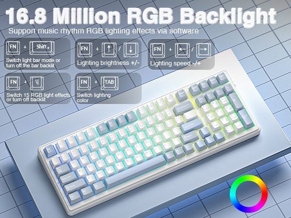 rgb backlit kaeyboard wireless mechanical keyboard gaming keyboard silent keyboard quiet keyboard