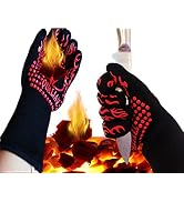 BBQ gloves, 1472°F, EN407 Certified. Extreme Heat Resistant, Long Sleeve, Anti-slip, Sweat Absorp...
