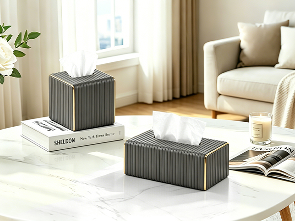 Magnetic bottom tissue box holder for easy refill