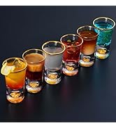 JBHO 1.5 Oz 24K Gold Rim and Base Shot Glasses Set of 6, Crystal Heavy Base, Cool and Fancy, Serv...