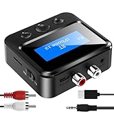 Bluetooth Transmitter Receiver for TV, Audio Adapter for Home Stereo with RCA 3.5mm AUX & Display...