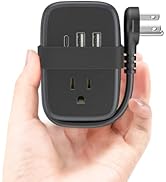 Travel Power Strip with USB C Port, NTONPOWER Small Power Strip with Flat Plug,Multi Plug Travel ...