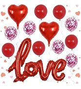 42 Inch Large Red Love Foil Balloons, Pack of 13, Mylar Foil Love Balloon Letters With Heart Ball...