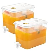 2 PCS 2.5 Gallon Fridge Beverage Drink Dispenser with Spigot Leak Proof Lids Filter Screen Juice ...