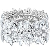 EVER FAITH Women's Stretch Bracelet Marquise Crystal Art Deco Hand Chain Wedding Bridal Jewelry