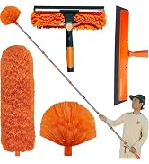 20+ Feet High Reach Duster Kit with 3-14 ft Extension Pole High Ceiling Dusting and Window Cleani...