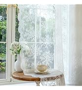 Sovtfides Vintage Lace Curtains 84 Inch Length 2 Panels Self Adhesive & Rod Pocket Curtains, 52×8...