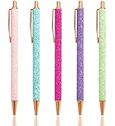 PASISIBICK 5 Pack of Cute Pens for Journaling, Pretty Fancy Pens Glitter Ballpoint Pens with Retr...