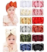 doboi Baby Girl Headband - 12pcs Nylon Hair Accessories with Big Ribbon Bows, Soft Lightweight He...