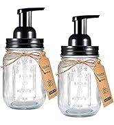Amolliar Mason Jar Foaming Soap Dispenser, Plastic Pump Rustproof Stainless Steel Lid, Waterproof...