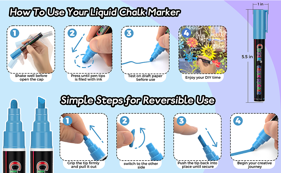 Reversible Bullet & Chisel Tip Fluorescent Markers