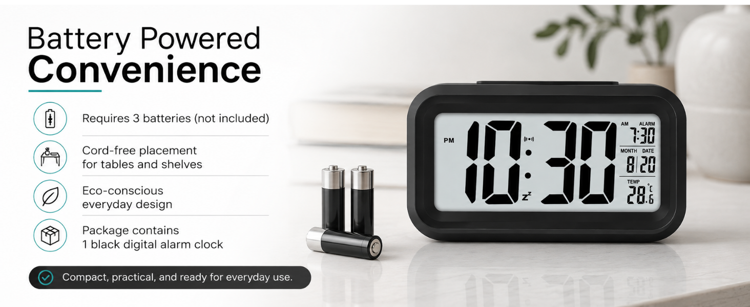 digital alarm clock, digital table clock, LED alarm clock, LCD alarm clock, alarm clock, SPN-RECPP