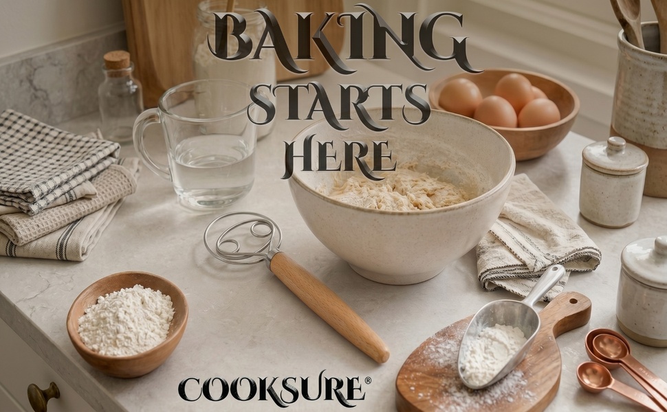 Dough mixing tool for sourdough baking, shown beside a mixing bowl for everyday kitchen use