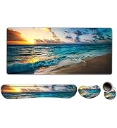 Extended Gaming Mouse Pad, Memory Foam Ergonomic Keyboard Mouse Wrist Rest Support Set, Large Des...