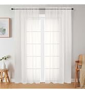WelvetBLK Ivory Sheer Curtains 84 Inches Long 2 Panels, Soft Airy Light Filtering Curtains for Be...