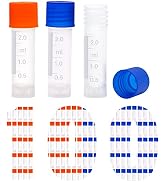NAOEDEAH 100 Pcs 2ml Plastic Vials with Caps Lab Vials Small Plastic Bottles Test Tubes With Lids...