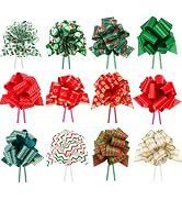 KINGLAKE Christmas Pull Bows 24PCS Bows for Gift Baskets Wrapping Large 5” Wide Christmas Tree Bo...