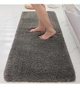Ruggnovea Bathroom Runner Rug 24x59 Dark Grey Machine Washable Plush Long Bath Mat Thick Non Slip...