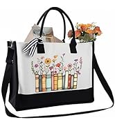 PRESSINART Canvas Tote Bag Floral Cat Canvas Tote with Handle and Zipper Wildflower Pet 13oz Shou...