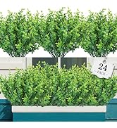 AGIRL 24 Bundles Fake Plants Greenery Stems,Artificial Plants for Outdoor,No Fade Faux Plastic Pl...
