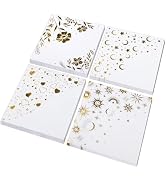 White and Gold Disposable Cocktail Napkins, 120PCS Double-Layered Sturdy Beverage Napkins with 4 ...