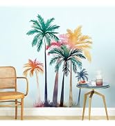 Supzone Palm Tree Wall Decals Tropical Plants Palm Grove Wall Stickers Peel and Stick Wall Art De...
