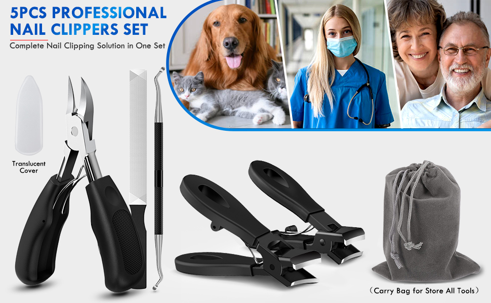 Nadadora Complete Toenail Clippers Kit for Seniors with Thick Nails