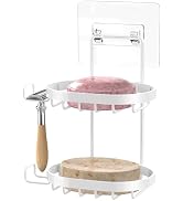 MASADI 2 Tier Soap Dish Holder, Wall Mounted Soap Tray with Drainage, Shampoo Bar Caddy for Showe...
