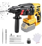 SDS-Plus Cordless Rotary Hammer Drill Compatible with Dewalt 20V MAX Battery, 4 Modes 4500BPM Jac...