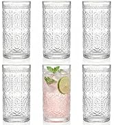 Bekith 6 Pack Romantic Drinking Glasses, 12 oz Highball Glasses, Thick Water Glasses, Tall Glass ...