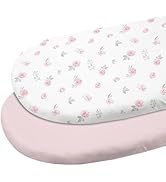 Gllquen Baby Bassinet Sheets 2 Pack, 100% Organic Cotton Bassinet Fitted Sheets for Girls Boys, S...