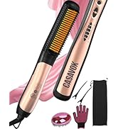 Hair Straightener Brush with 6 Temp Settings,2-in-1 Brush Straightener for Women,20S Fast Heat,Du...