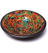 Red Co. Glass Mosaic Ceramic Catch-All Tray, Decorative Accent and Centerpiece Bowl - Round 11 in...