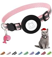 Airtag Cat Collar, Air tag Cat Collar with Bell and Safety Buckle in 3/8" Width, Reflective Colla...