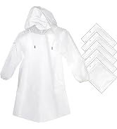 Cosowe Rain Ponchos Disposable for Adults Kids, Clear Emergency Raincoats with Hood Drawstring Sl...