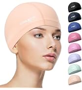 COOLMATE Fabric Swim Cap for Adult Women Men Kid 3 4 6 8 14 16, Silicone Water Resistant Layer, C...