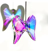 Window Hanging Crystal Angel Wing Prism Suncatcher AB Coating Ornament, Glass Angel Wing Sun Catc...